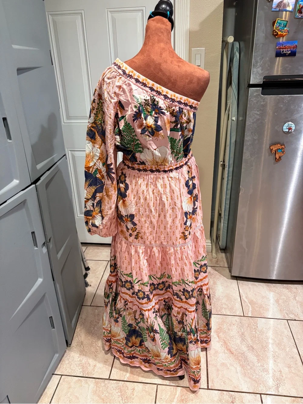 FARM Rio One-Shoulder Pink Floral Maxi Dress